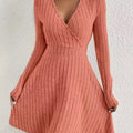 Ribbed Knit Wrap Mini Dress