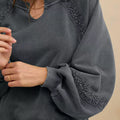 Lace Patchwork Detail Notched Mineral Wash Sweatshirt