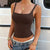 Solid Color Square Neck Tank Brown