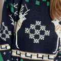 Christmas Element Round Neck Long Sleeve Sweater Indigo One Size