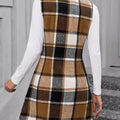 Plaid V-Neck Vest Coat