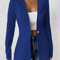 One Button Long Sleeve Blazer Blue