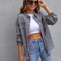 Distressed Drop Shoulder Denim Jacket Gray