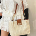 Woven Straw Shoulder Bag Brown One Size
