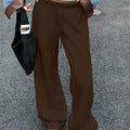 Wide Leg Drawstring Sweatpants Brown