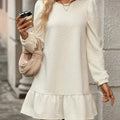 Puff Sleeve Ruffle Hem Mini Dress