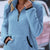Full Size Cozy Fleece Quarter Zip Long Sleeve Sweatshirt Plus Size Blue