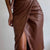 Slit Leather Midi Skirt Coffee Brown
