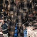 Plaid Double Flap Pocket Brushed Shacket