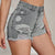 Distressed Raw Hem High Rise Denim Shorts Gray