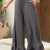 Ruffled Wide Leg Pull On High Waist Pants with Pockets Dark Gray