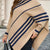 Striped Pattern Batwing Sleeve Sweater Khaki