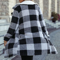 Plaid Open Front Coat with Pockets