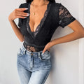 Lace Plunge Short Sleeve Bodysuit