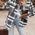 Plaid Button-Down Long Sleeve Jacket Black