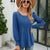 Smocked Round Neck Lantern Sleeve Blouse Peacock Blue