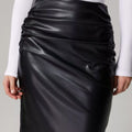 Slit Back Leather Skirt