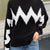 Zigzag Pattern Mock Neck Sweater Black