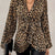 Leopard Print Tie Front Long Sleeve Blouse Leopard