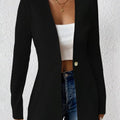 One Button Long Sleeve Blazer Black