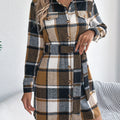 Plaid Button Front Tie Waist Shirt Dress