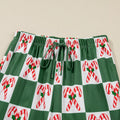 Candy Cane Checkered Pattern 2pcs Pajama Set