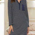 Striped Long Sleeve Lounge Dress