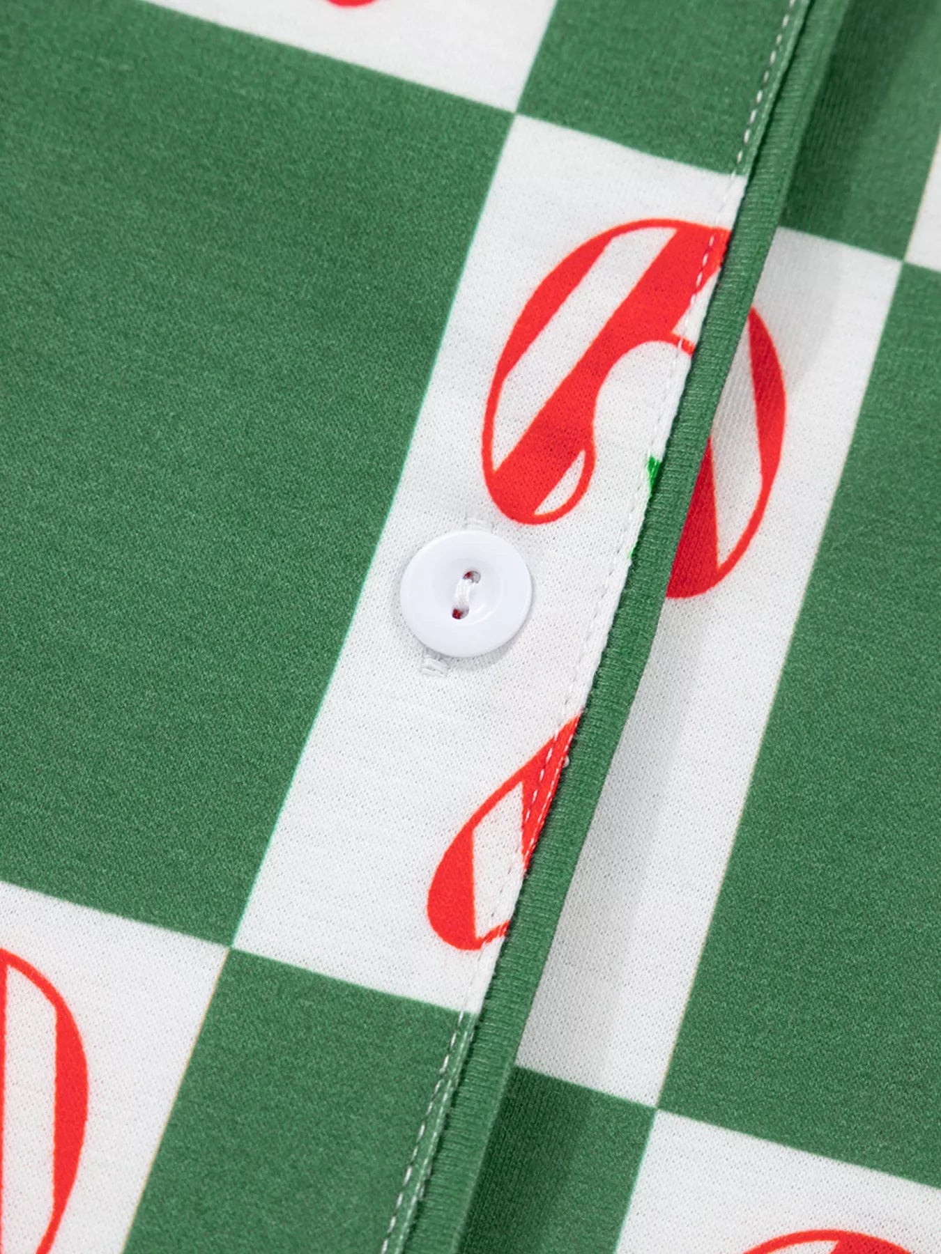 Candy Cane Checkered Pattern 2pcs Pajama Set