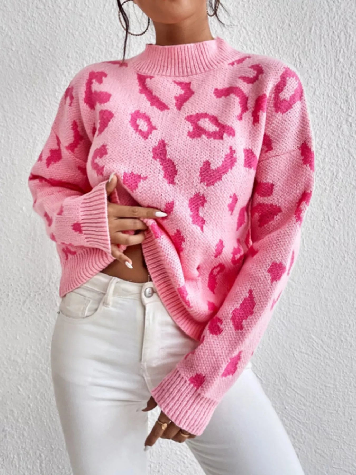 Leopard Mock Neck Sweater