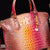 Gradient PU Leather Handbag Brown Pink One Size