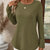 Plus Size Casual Waffle Knit Long Sleeve T-Shirt Army Green