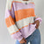 Striped Knit Round Neck Sweater Orange