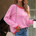 Striped Round Neck Drop Shoulder T-Shirt