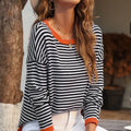 Striped Round Neck Drop Shoulder T-Shirt