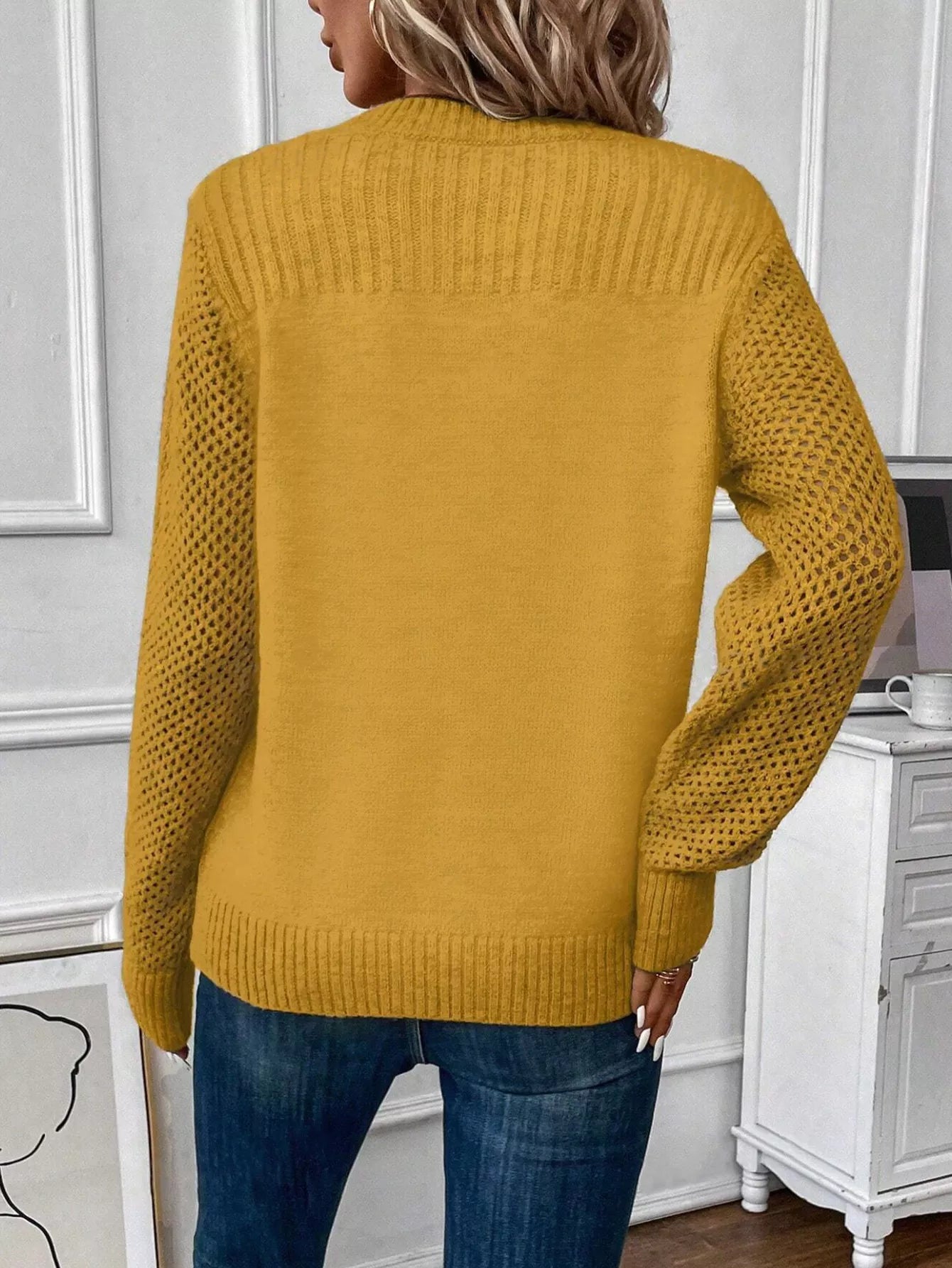 Openwork Long Sleeve Sweater