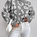 Leopard Mock Neck Sweater Grey