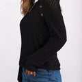 Ribbed Knit T-Shirt with Lace Shoulder Detail