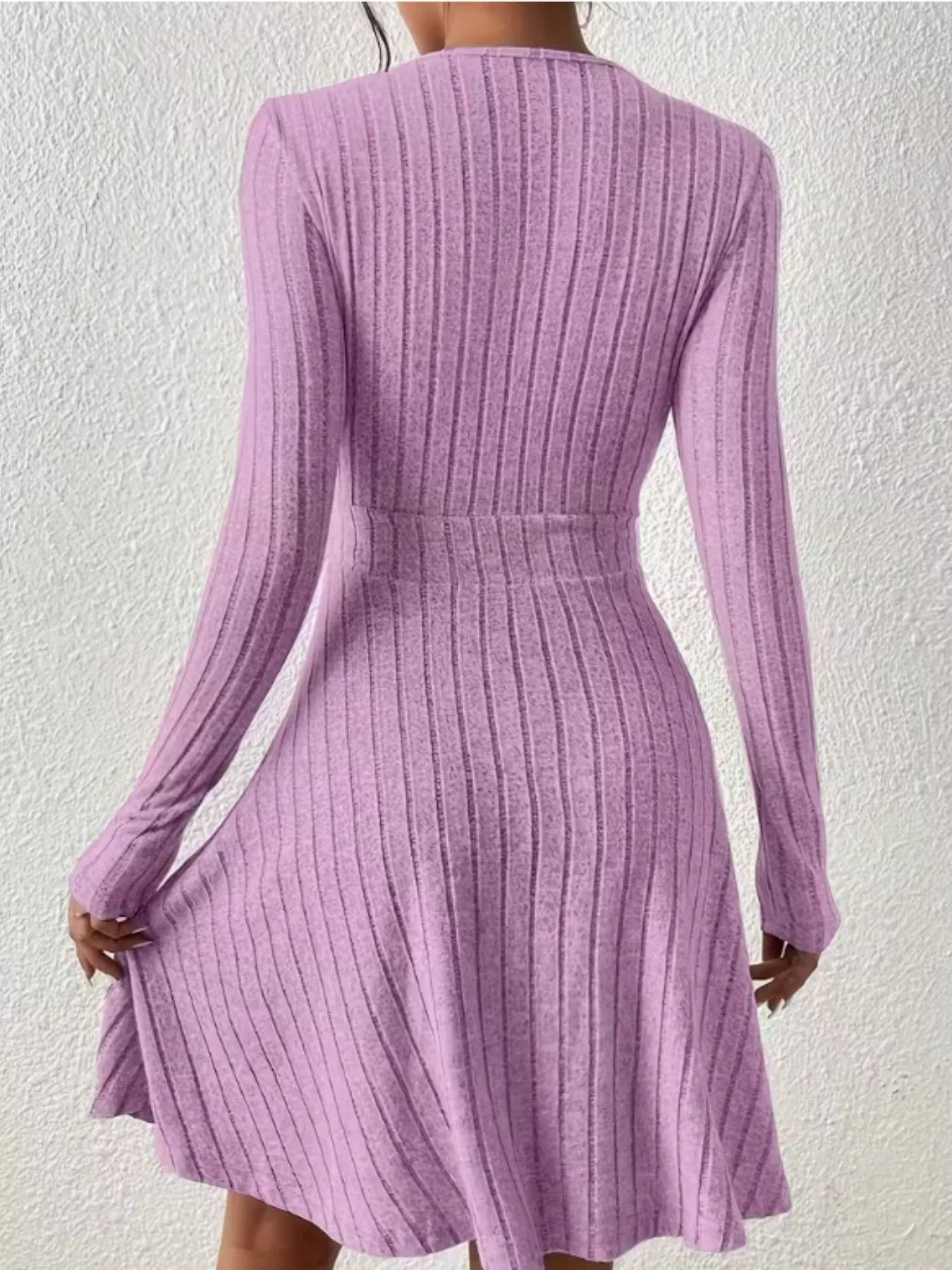 Ribbed Knit Wrap Mini Dress