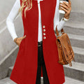 Button Up Longline Vest Coat Red