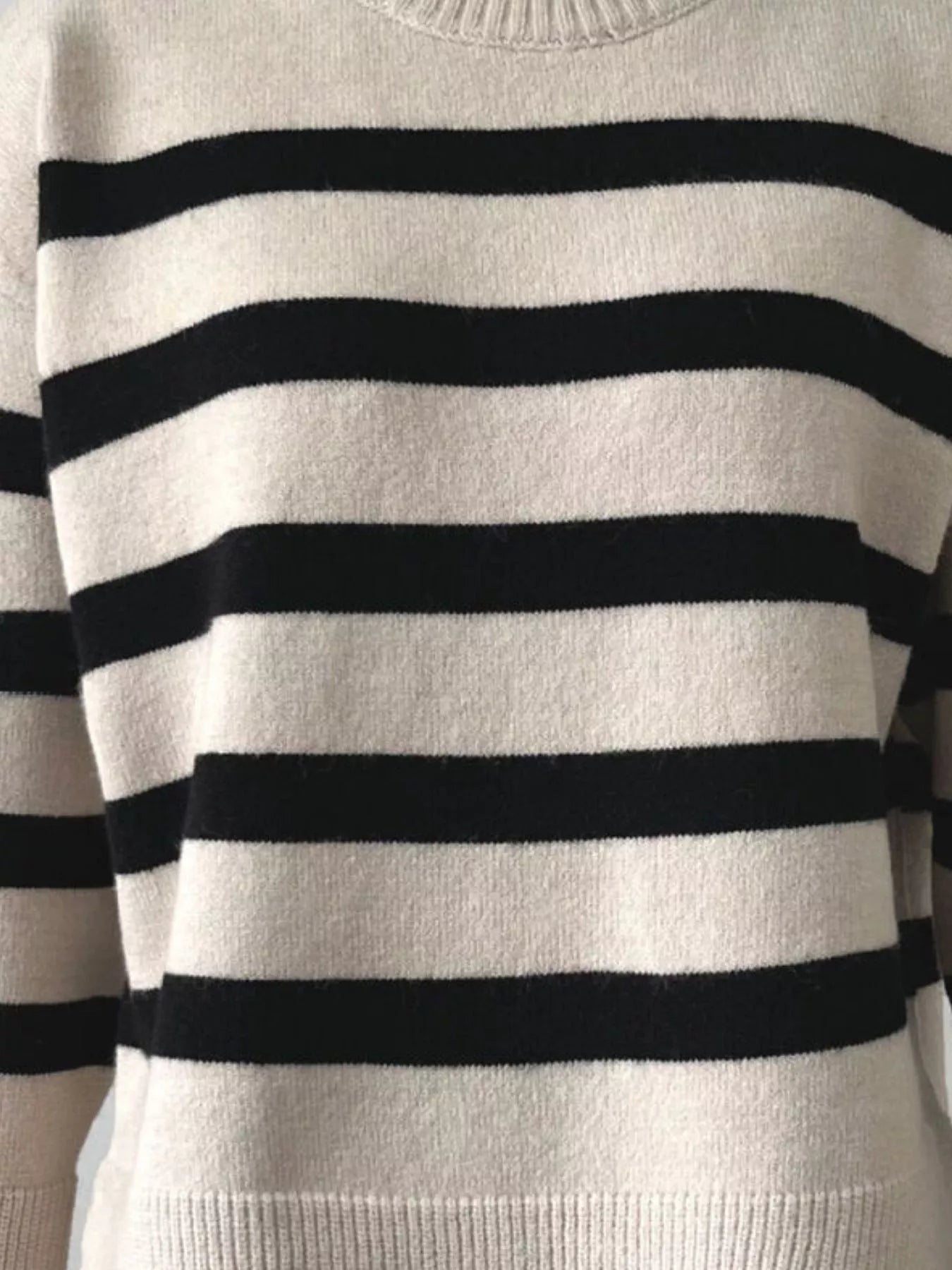 Side Slit Striped Oversized Knit Sweater