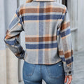 Plaid Oversized Button-Up Cropped Jacket