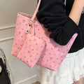 Printed Tote Shoulder Bag with Pouch