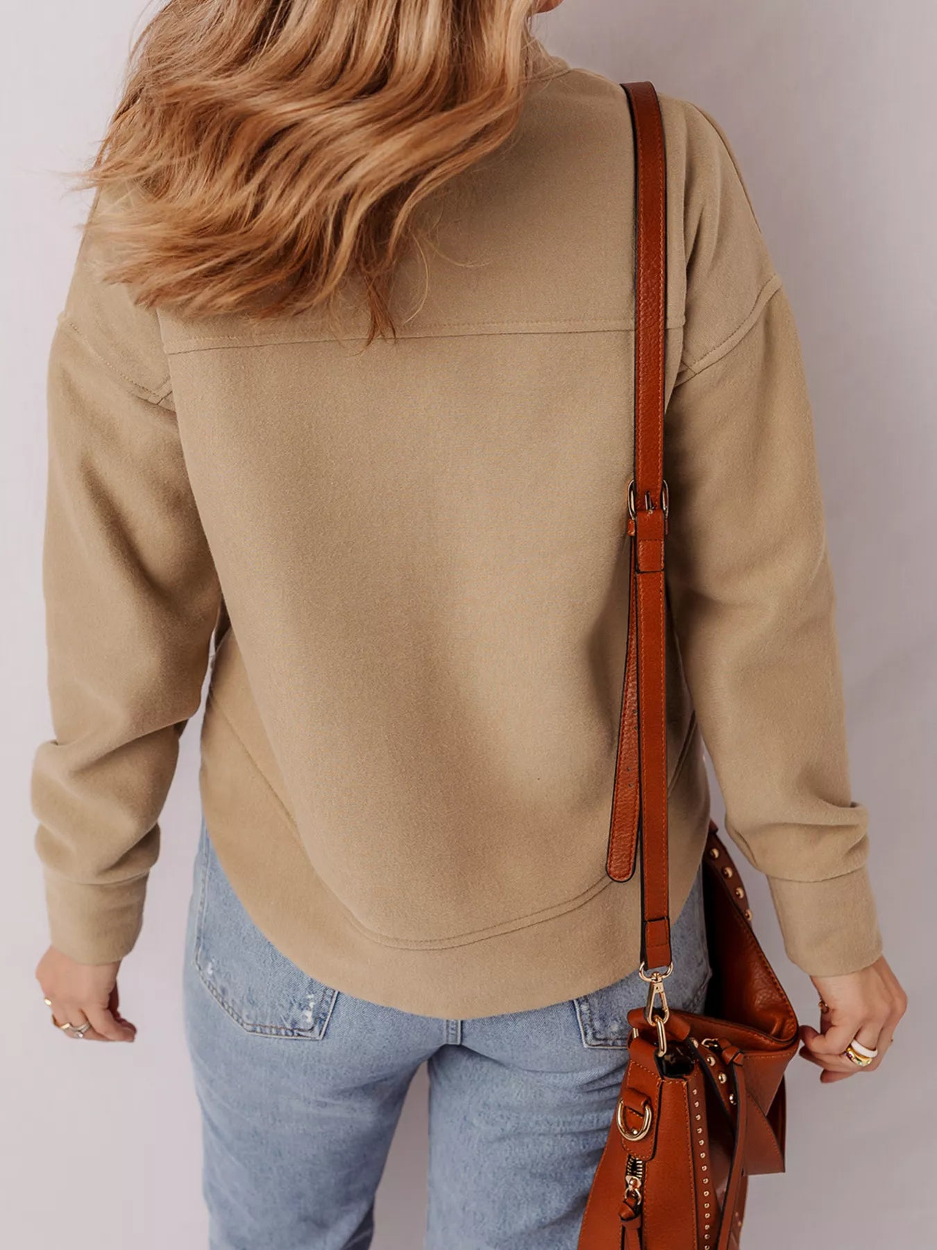 Grommet Detail V Neck Sweatshirt