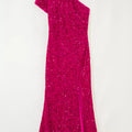 Sequin One-Shoulder Dress with High Slit