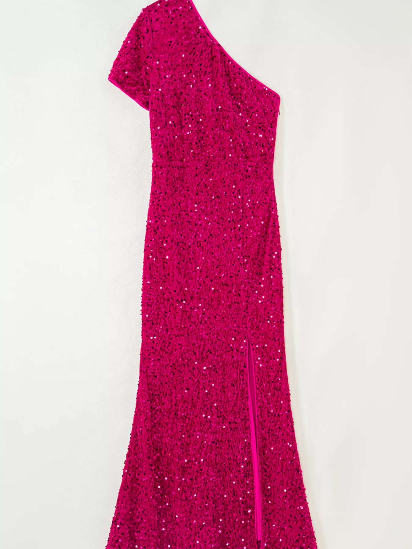 Sequin One-Shoulder Dress with High Slit