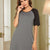 Round Neck Short Sleeve Contrast Lounge Dress Dark Gray