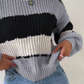 Striped Knit Round Neck Sweater