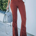 Full Size Corduroy Flare Pants Plus Size Brick Red