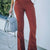 Full Size Corduroy Flare Pants Plus Size Brick Red