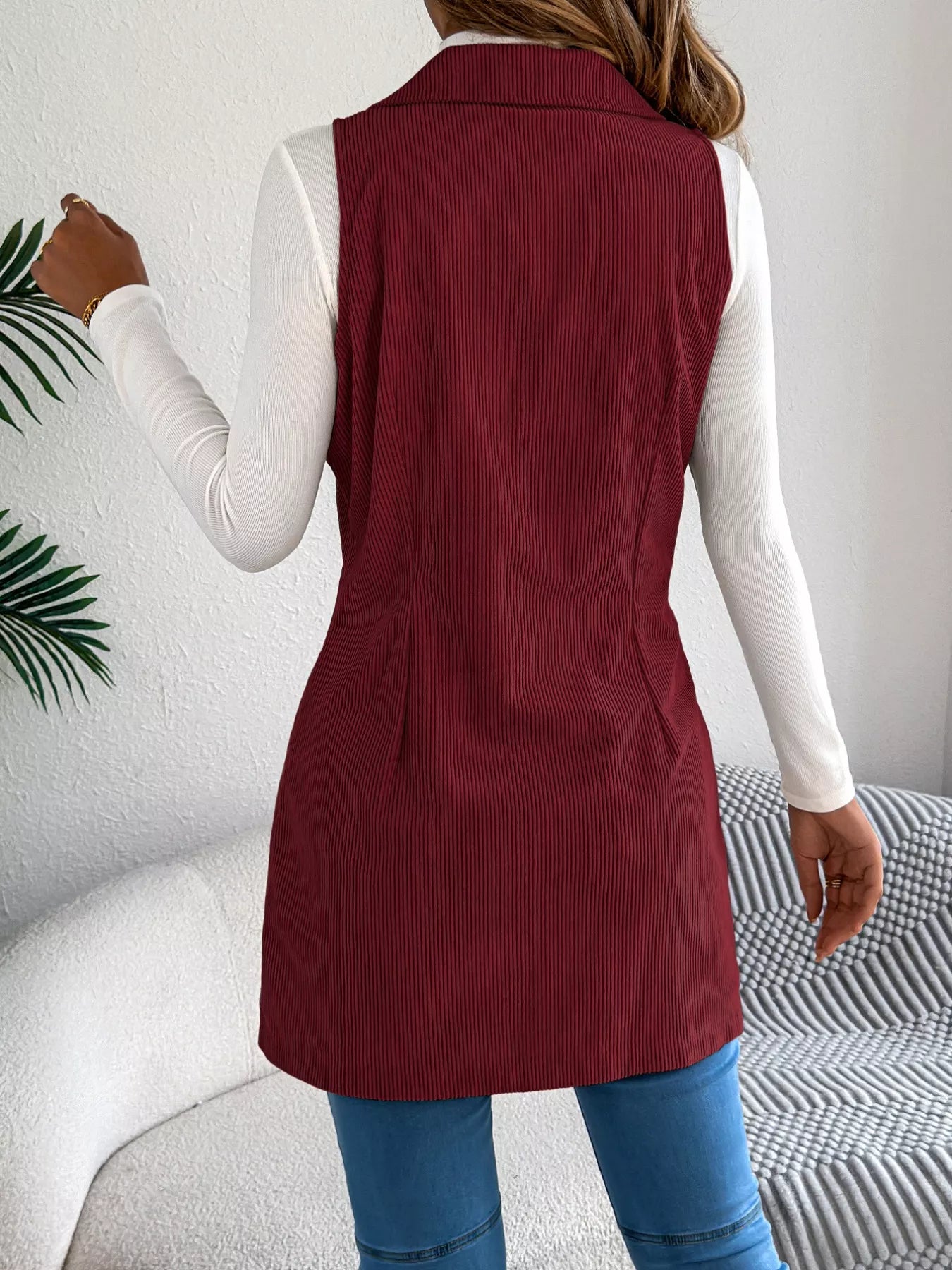 Double-Breasted Long Vest Coat